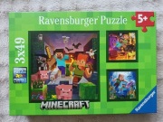 Puzzle 3x49 elementów Minecraft Ravensburger