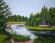 PEJZAŻ RĘCZNIE MALOWANY AKRYLOWY "ZAPACH LASU" - 24x30cm