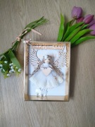 Pamiątka Komunii Świętej Anioł w ramce 