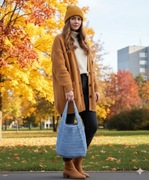 Shara pluszowa torebka trapezowa, ręczne robioną