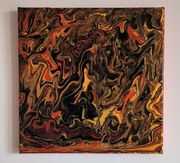 DEMONY obraz akryl pouring 30x30 