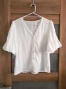 Oysho * elegancka biała bluzka koszula bufiaste rękawy 3/4 * S