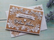 Kartka ślubna handmade, biały/kraft #1, A6, w zestawie z kopertą 