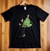 Świąteczna czarna męska koszulka z nadrukiem Choinki rozmiar  L