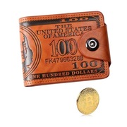 Skórzany portfel męski USD z monetą pamiątkową Bitcoin + upominek gratis