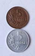 Dwie monety 5 groszy 1949 r bardzo ładny stan