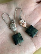 Srebrne Kolczyki Wiszące Agat Koronkowy i Jaspis Kambaba