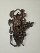 Elegancki nowoczesny ozdobny zegar ścienny brązowy skórzany kwiat liście