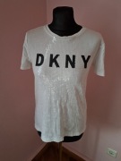 DKNY koszulka xs/34 biała cekiny t-shirt