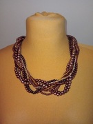 Naszyjnik Kolia zapłatana czekolada perły perełki 