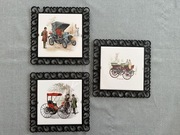 Stare Płytki Ceramiczne 3 szt. Czechoslovakia, Italia Stare Samochody