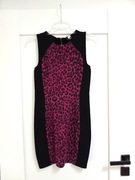 36S czarna fioletowa mini krótka panterkowa sukienka w panterkę h&M