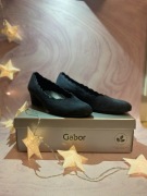 Czółenka Baleriny na obcasie gabor Gigi Dallas Navy Suede r.39 Zamszowe