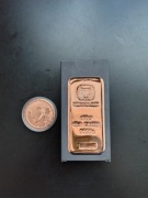 Sztabka miedź 1kg plus moneta miedziana uncja