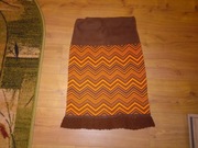 Spódnica wełniany dół robiona na szydełku pomarańczowa PRL wzór wełna