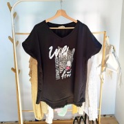 Bluzka czarna 46 oversize koszulka krótki rękaw tshirt 3xl