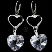 Piękne Kolczyki COMET SERCE SREBRO Kryształy SWAROVSKI ELEMENTS Srebro
