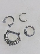 Kolczyki nos ucho warga 4 szt 