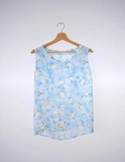 Niebieska błękitna bluzka niebieska mgiełka kwiatowy wzór wiskoza L