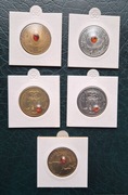 Monety zastępcze, Ambery, 5 monet  z bursztynami, 2 foldery