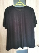 Czarna koszulka na krótki rękaw ażurowa rozmiar XXL