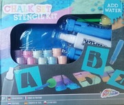 Mega zestaw kredy do malowania z wodą - Grafix Kreda Gąbka Uchwyt Szablony