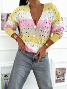 Cudny hit 2026 sweterek paski modne pastelowe kolory uni S/M/L
