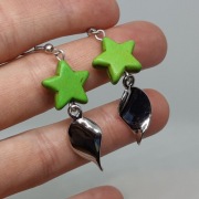 Kolczyki Zielone gwiazdy howlit, lustra, lekkie, gwiazda, Handmade