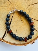 Bransoletka z kamieni naturalnych, bursztyn , szczęście, talizman 