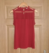 Bordowa bluzka z siateczką bez rękawów Camaïeu M / L