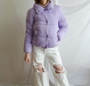 Kurtka Damska Krótka Ocieplana Pikowana Liliowa Cropp Puffer S 36