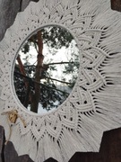 Makramowe lustro w stylu Boho w kolorze naturalnym