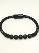 Bransoletka męska skórzana z lawą wulkaniczną | Premium, Prezent dla niego