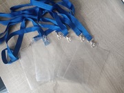 Identyfikator pionowy holder A6 przezroczysty targowy 115x150mm + smycz