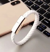 Bransoletka kabel USB/USB-Lightning Iphone biała plecionka 
