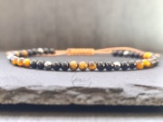 Męska bransoletka z hematytem, onyksem i tygrysim okiem - handmade 