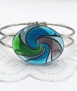 Bransoletka otwierana szkło artystyczne vintage PRL 