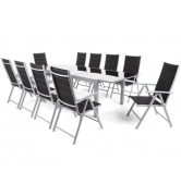 MEBLE OGRODOWE ALUMINIOWE ONTARIO 180+60 CM SILVER / BLACK 10+1