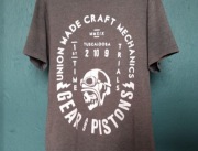 Szary T-shirt George, szara koszulka z czaszką bluzka M z nadrukiem czaszki