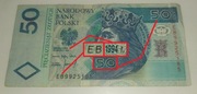 ! Seria EB 1994, 50 zł / PLN, Druga Seria Serii "E" !