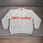 Norweski gruby ciepły sweter męski 100% wełna Villmarksliv r. M/L-igła