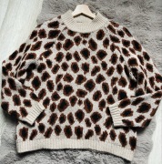 Sweterek damski w panterkowy wzór cętki Only 38/M stylowy miękki oversizowy