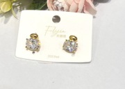 pozłacane kolczyki sztyfty z dużą cyrkonią o szlifie brylantowym 