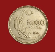 Moneta 5000 lir 1992, Turcja