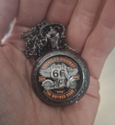 Zegarek kieszonkowy,wisior z motywem motocyklowym,route 66