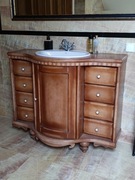 Szafka łazienkowa z umywalką - dąb, robiona na zamówienie