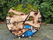 Duży zegar drewniany Ø60 cm  topola czeczot –rękodzieło – loft, industrial 