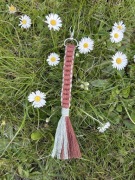 Brelok MAKRAMA Handmade Dwustronny – Earth/Boho, Brąz i Szałwia