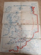 Mapa z 1940r Inwazja Niemiec na Anglię 
