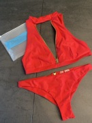 Beach Bunny Strój Kąpielowy Zoey Czerwony Złote Zamki Nowy USA XXL / L